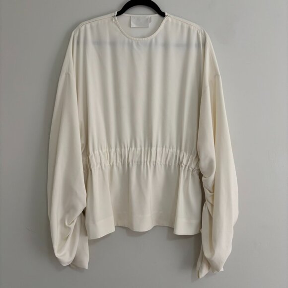 Solace London White Blouse with Puff Sleeves and Ruched Style - Picture 2 of 10